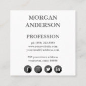 Modern minimalistisch professioneel fotoplein vierkante visitekaartje (Achterkant)