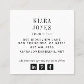 Modern minimalistisch professioneel fotoplein vierkante visitekaartje (Achterkant)