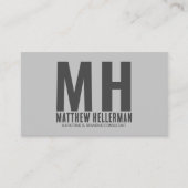 Modern minimalistisch professioneel grijs monogram visitekaartje (Voorkant)