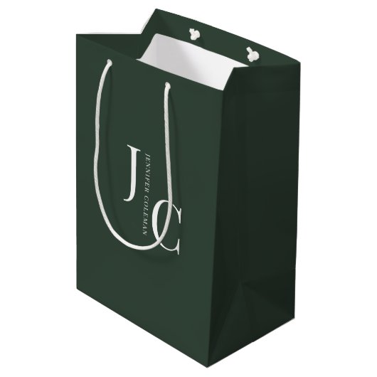 Modern Minimalistisch Professioneel Monogram Donke Medium Cadeauzakje (Achterkant Gekanteld)