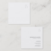 Modern Minimalistisch Professioneel Monogram Eenvo Vierkante Visitekaartje (Voorkant / Achterkant)