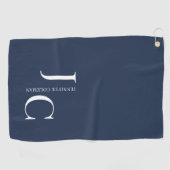 Modern minimalistisch professioneel monogram marin golfhanddoek (Horizontaal)