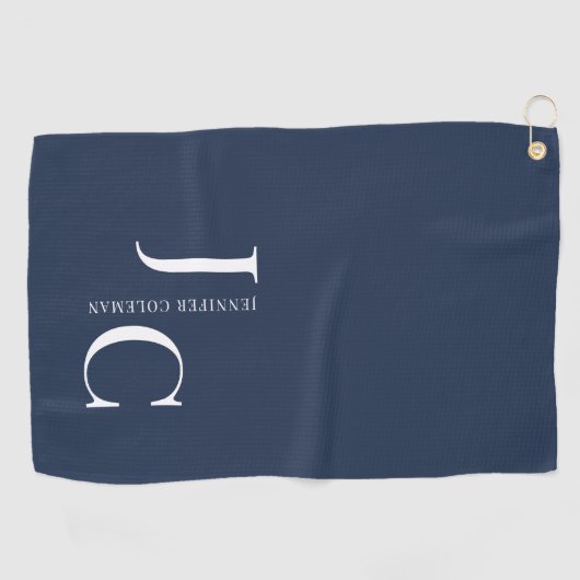 Modern minimalistisch professioneel monogram marin golfhanddoek (Horizontaal)