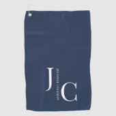 Modern minimalistisch professioneel monogram marin golfhanddoek (Voorkant)