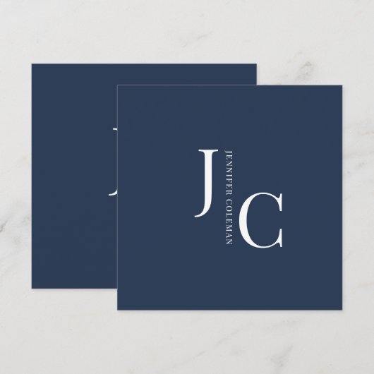 Modern minimalistisch professioneel monogram marin kaart (Voorkant / Achterkant)