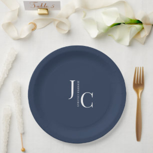 Modern minimalistisch professioneel monogram marin papieren bordje
