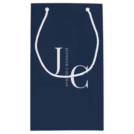 Modern Minimalistisch Professioneel Monogram Navyb Klein Cadeauzakje (Achterkant)