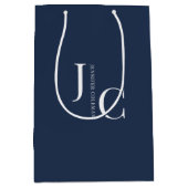 Modern Minimalistisch Professioneel Monogram Navyb Medium Cadeauzakje (Voorkant)