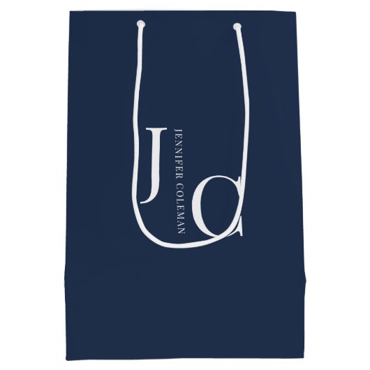 Modern Minimalistisch Professioneel Monogram Navyb Medium Cadeauzakje (Achterkant)