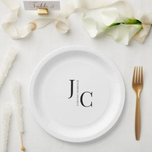 Modern minimalistisch professioneel monogram papieren bordje