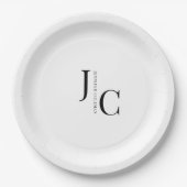 Modern minimalistisch professioneel monogram papieren bordje (Voorkant)
