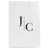 Modern Minimalistisch Professioneel Monogram Wit Medium Cadeauzakje (Voorkant)