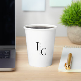 Modern minimalistisch professioneel monogram wit papieren bekers