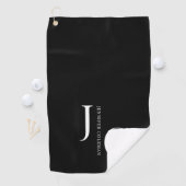 Modern minimalistisch professioneel monogram zwart golfhanddoek (Insitu)
