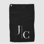 Modern minimalistisch professioneel monogram zwart golfhanddoek (Voorkant)