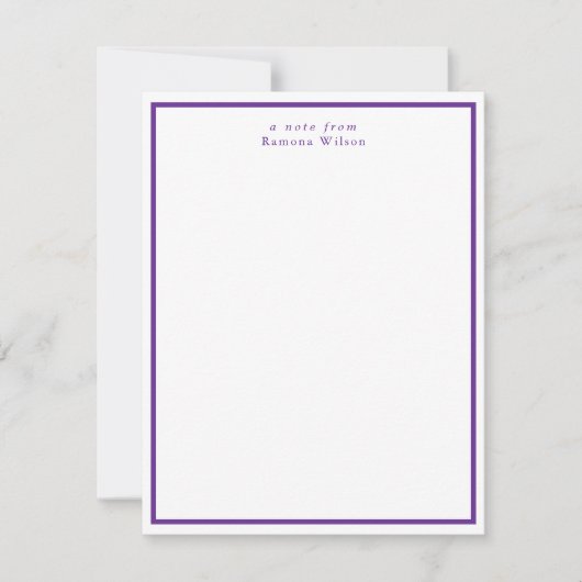 Modern Minimalistisch Professioneel Paars & Wit Notitiekaartje (Voorkant)
