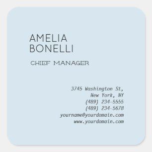 Modern minimalistisch professioneel platenblauw vierkante sticker