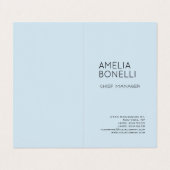 Modern minimalistisch professioneel platenblauw visitekaartje (Buitenkant ongevouwen)