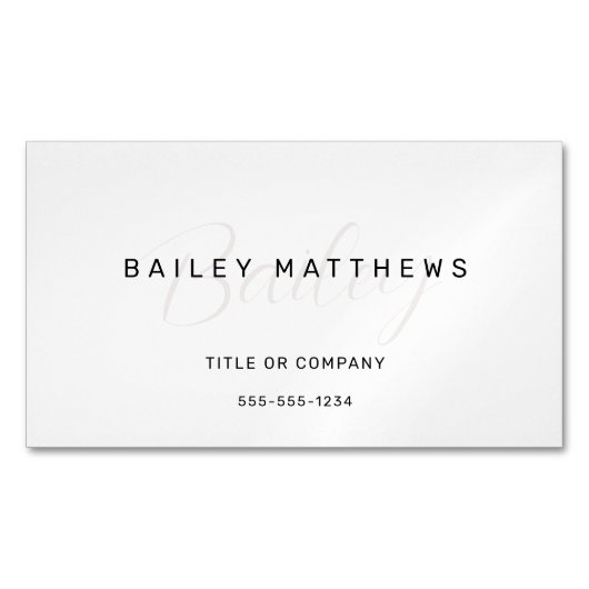 Modern minimalistisch professioneel script Elegant Magnetisch Visitekaartje (Voorkant)