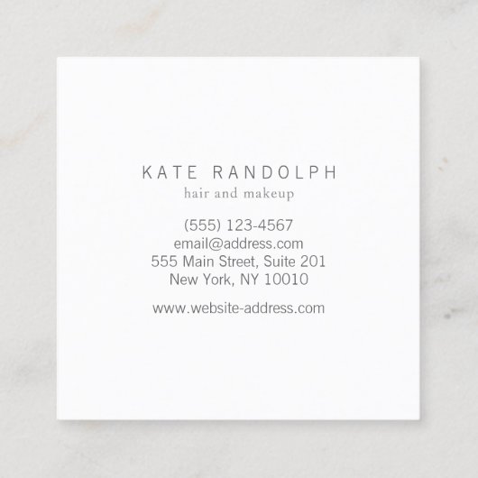 Modern minimalistisch professioneel zilveren vierk vierkante visitekaartje (Achterkant)