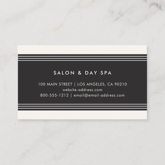 Modern minimalistisch professioneel zwart en ivoor visitekaartje (Achterkant)