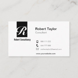 Modern Minimalistisch Professioneel Zwart en Wit Visitekaartje
