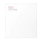 Modern Minimalistisch Professionel Eenvoudig Rood  Notitieblok (Voorkant)
