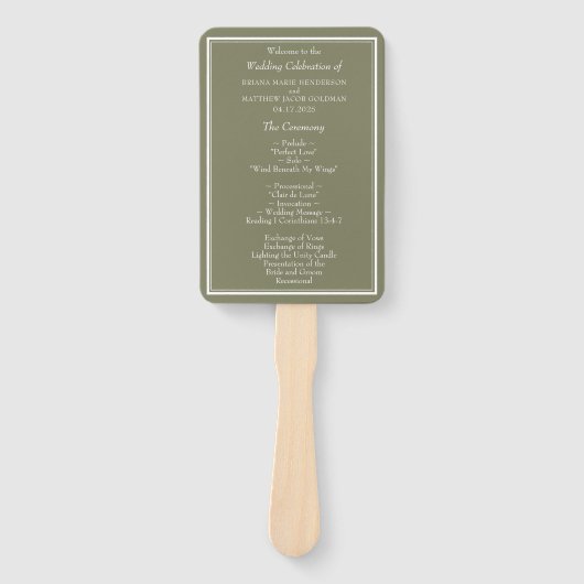 Modern minimalistisch programma voor groene bruilo handwaaier (Voorkant)