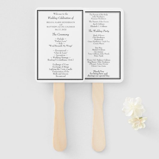 Modern minimalistisch programma voor zwart-witbrui handwaaier (Voorkant en achterkant)