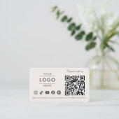 Modern Minimalistisch QR Code Social Media Logo Be Visitekaartje (Staand voorkant)