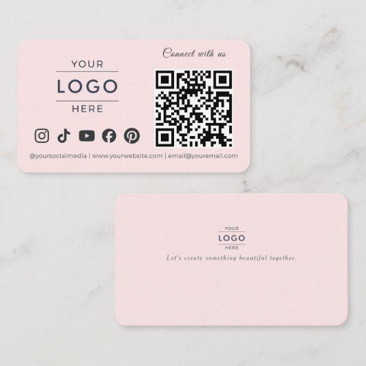 Modern Minimalistisch QR Code Social Media Logo Ro Visitekaartje (Voorkant / Achterkant)