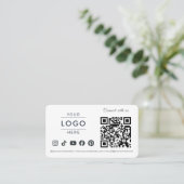Modern Minimalistisch QR Code Social Media Logo Wi Visitekaartje (Staand voorkant)