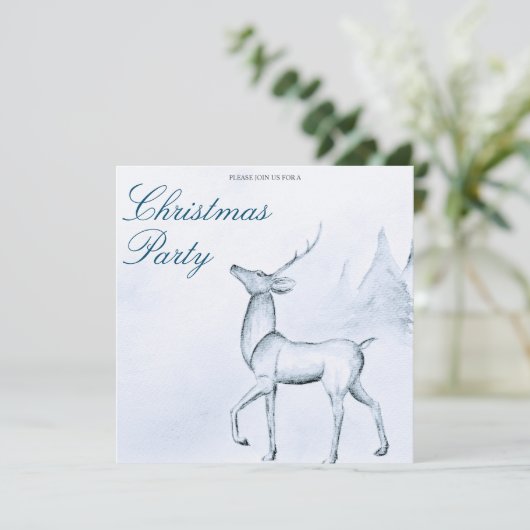 Modern minimalistisch rendier kerstfeestje kaart (Staand voorkant)