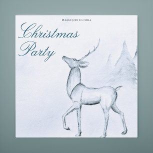 Modern minimalistisch rendier kerstfeestje kaart