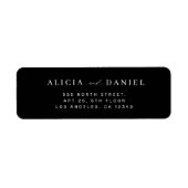 Modern minimalistisch retouradres zwarte bruiloft etiket (Voorkant)