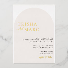 Modern minimalistisch roam bruiloft folie uitnodiging