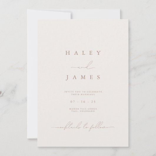 Modern minimalistisch Romantic fotohuwelijk Kaart (Voorkant)