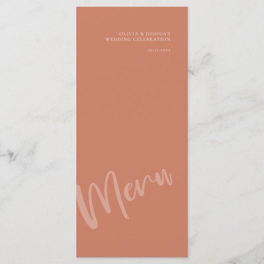 Modern minimalistisch rondtrekmenu Terracotta Menu (Achterkant)