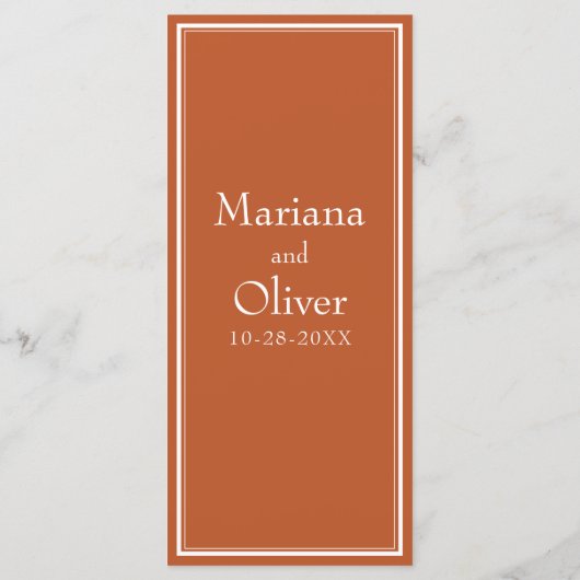 Modern minimalistisch rondtrekmenu Terracotta Menu (Achterkant)