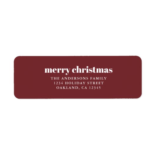 Modern minimalistisch rood en wit kerstfeest etiket (Voorkant)