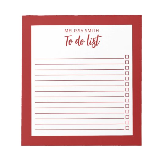 Modern minimalistisch rood om lijst te doen notitieblok (Voorkant)