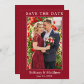 Modern minimalistisch rood save the date (Voorkant / Achterkant)