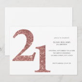 Modern Minimalistisch Roos Gold 21st Birthday Kaart (Voorkant / Achterkant)