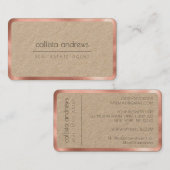 Modern minimalistisch Roos Gold Border Kraft papie Visitekaartje (Voorkant / Achterkant)