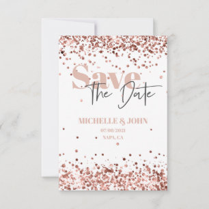 Modern minimalistisch Roos Gold Glitter Script Save The Date