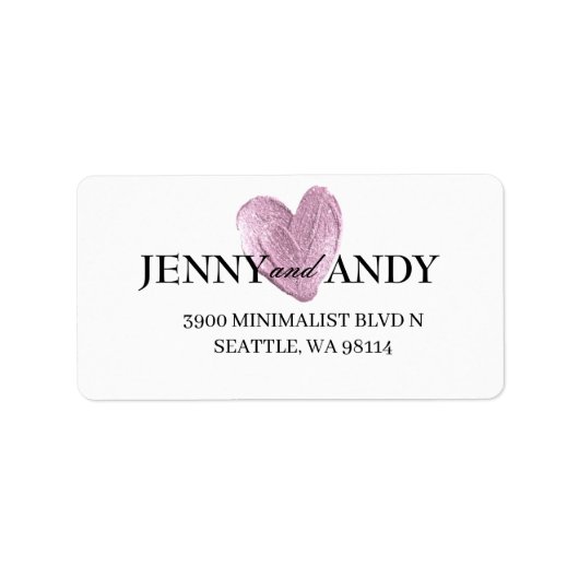 Modern minimalistisch Roos Gold Heart Weddenschap Etiket (Voorkant)