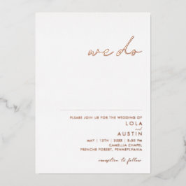 Modern minimalistisch | Roos Gold We wedden echt Folie Uitnodiging