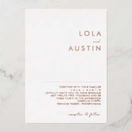 Modern minimalistisch | Roos Gold Wedding Real Folie Uitnodiging