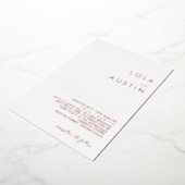 Modern minimalistisch | Roos Gold Wedding Real Folie Uitnodiging (Gedraaid)