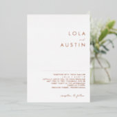 Modern minimalistisch | Roos Gold Wedding Real Folie Uitnodiging (Staand Voorkant)